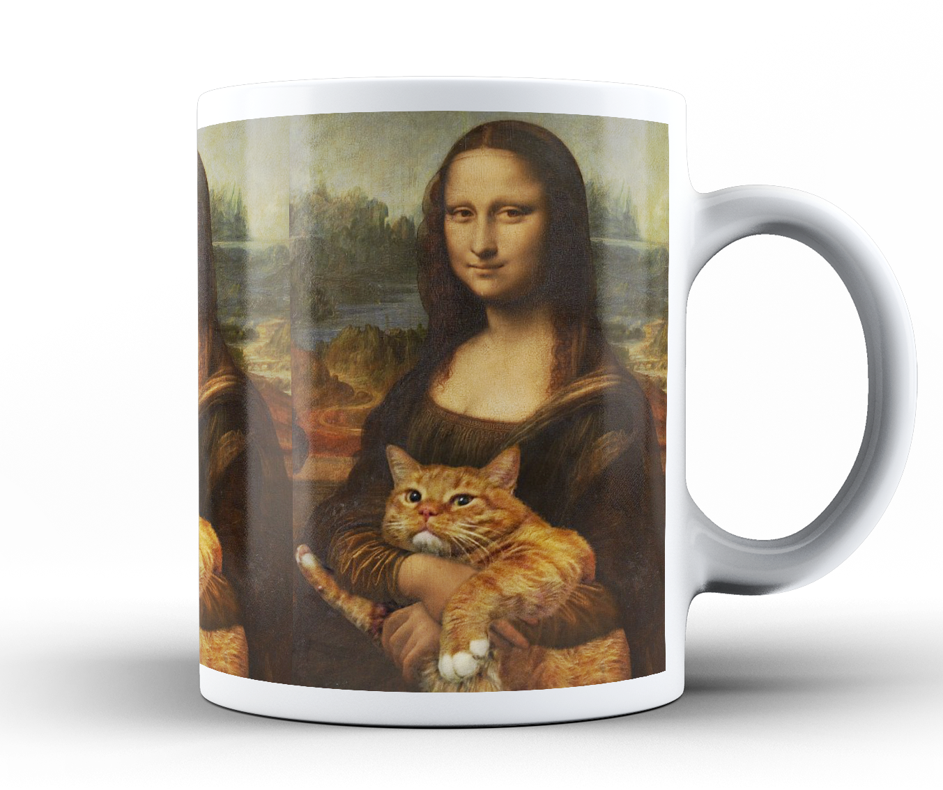 Mona Lisa z kotem - Kubek ceramiczny 